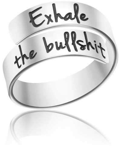 Adjustable Ring Inspirational Jewelry Personalized Stainless Steel Rings Birthday Graduation Gifts for Girls … Exhale the bul...