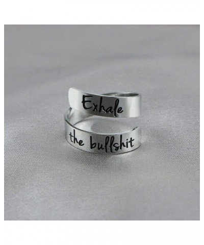 Adjustable Ring Inspirational Jewelry Personalized Stainless Steel Rings Birthday Graduation Gifts for Girls … Exhale the bul...