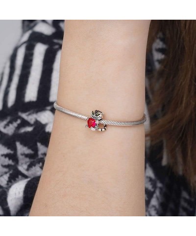 Cheshire Cat Embraces Heart Gemstone Charm Fit Women Bracelet Necklaces Fashion Gifts 925 Sterling Silver DIY Jewelry $9.47 B...