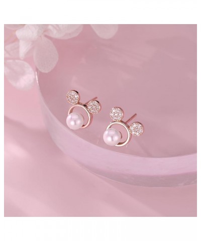 925 Sterling Silver Sparkling CZ Mouse Studs Earrings for Women Teen girls Cute Mouse Earrings B-Rose Gold Plated $10.63 Earr...