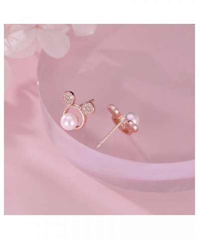 925 Sterling Silver Sparkling CZ Mouse Studs Earrings for Women Teen girls Cute Mouse Earrings B-Rose Gold Plated $10.63 Earr...