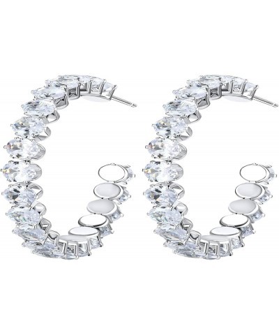 Crystal Hoop Earring for Women Girl Dainty Open Large Rhinestone Earring Jewelry Gift Silver $9.68 Earrings