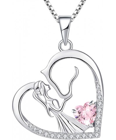 Horse Necklace 925 Sterling Silver Love Heart Pendant for Women 18k White Gold Plated Animal Jewelry 10-pink tourmaline-Oct $...