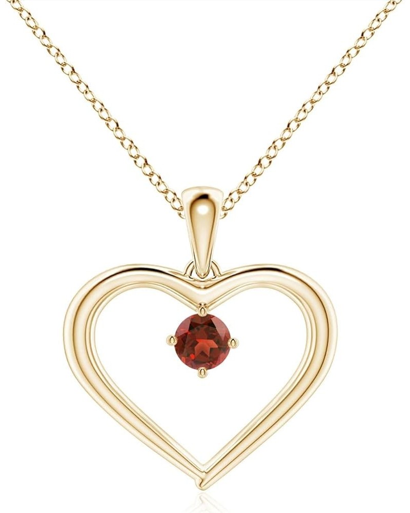 Natural Garnet Heart Pendant Necklace for Women, Girls in 14K Solid Gold/Platinum/Sterling Silver | January Birthstone | Jewe...