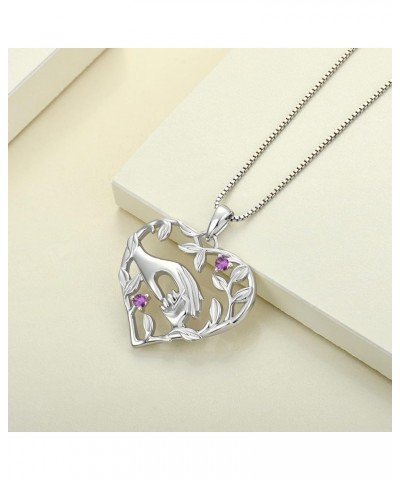 Mom Necklace 925 Sterling Silver Mother Hold Child's Hand Pendant Filigree Leaf Jewelry Gifts for Mum 02-Amethyst-Feb $40.49 ...