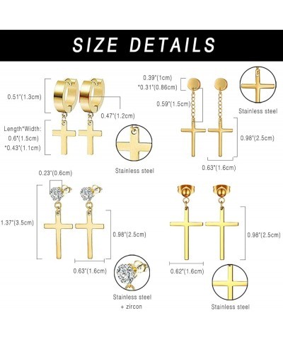 15 Pairs Mens Earrings Cross Earrings for Men Hoop Earrings Dangle Cross Earrings Fake Earrings CZ Stud Earrings for Men Wome...