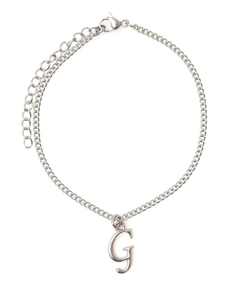 7.5" - 9.5" Stainless Steel Ankle Bracelet with Alloy Initial 26 Letter Options A-Z Curb Chain. Letter G $8.84 Anklets