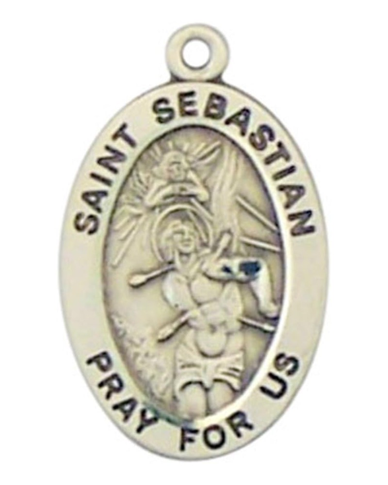 Sterling Silver Catholic Patron Saint Oval Medal Pendant, 7/8 Inch Saint Sebastian $30.71 Pendants