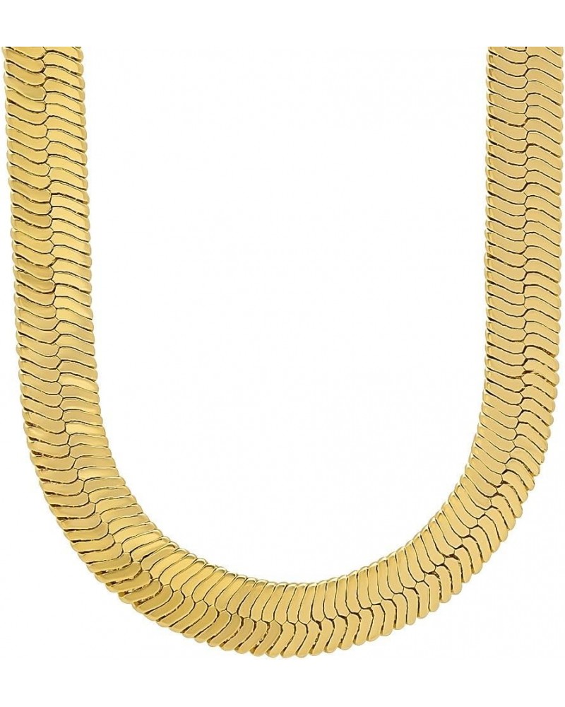 Men's 10.8mm 14k Yellow Gold Plated Flat Herringbone Chain Necklace + Gift Box 20.0 Inches $50.84 Necklaces