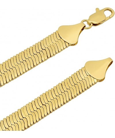 Men's 10.8mm 14k Yellow Gold Plated Flat Herringbone Chain Necklace + Gift Box 20.0 Inches $50.84 Necklaces