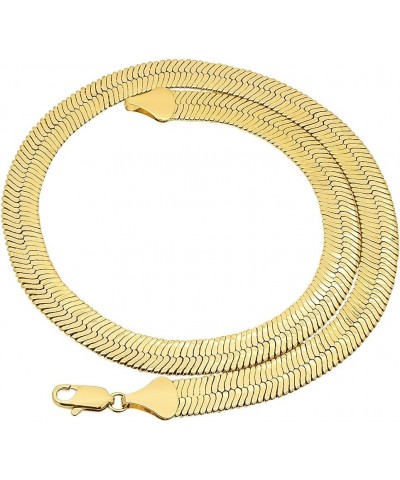 Men's 10.8mm 14k Yellow Gold Plated Flat Herringbone Chain Necklace + Gift Box 20.0 Inches $50.84 Necklaces