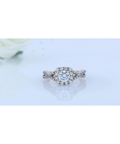 1.55 Cttw Round Cubic Zirconia Crisscross Shank Halo Engagement Ring for Women in 10K Solid Gold 6 Solid Rose Gold $147.46 Rings