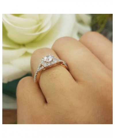 1.55 Cttw Round Cubic Zirconia Crisscross Shank Halo Engagement Ring for Women in 10K Solid Gold 6 Solid Rose Gold $147.46 Rings