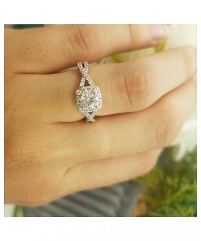 1.55 Cttw Round Cubic Zirconia Crisscross Shank Halo Engagement Ring for Women in 10K Solid Gold 6 Solid Rose Gold $147.46 Rings