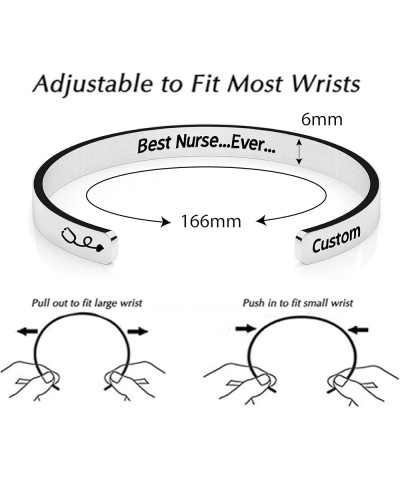 Cuff Bracelet Stainless Steel Personalized Inspirational Jewelry 3mm Wide Engraved Present for Women *Style_08_Length*Width (...