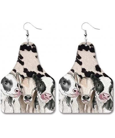 Cow Tag Hook Earrings Retro Geometric Cow Animal Pattern Dangle Drop Earrings for Women Girls Christmas Jewelry 2 $8.99 Earrings