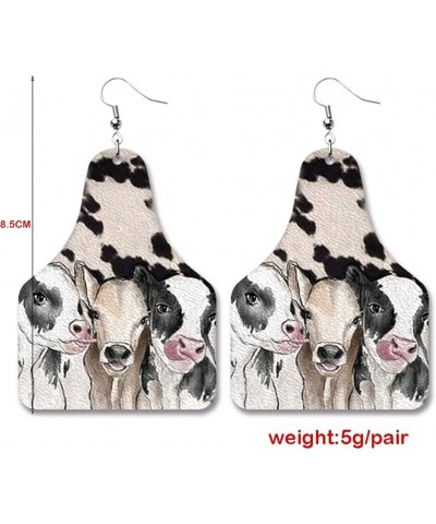 Cow Tag Hook Earrings Retro Geometric Cow Animal Pattern Dangle Drop Earrings for Women Girls Christmas Jewelry 2 $8.99 Earrings