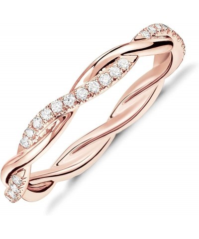 14K Gold Plated Cubic Zirconia Twisted Rope Eternity Band for Women 4 Rose Gold $13.13 Rings