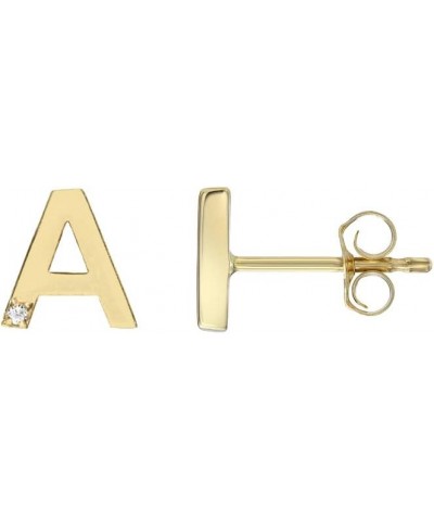 14K Yellow Gold and 0.005 ct SI 2-1 GH Diamond Initial Letter Stud Earring A $36.27 Earrings