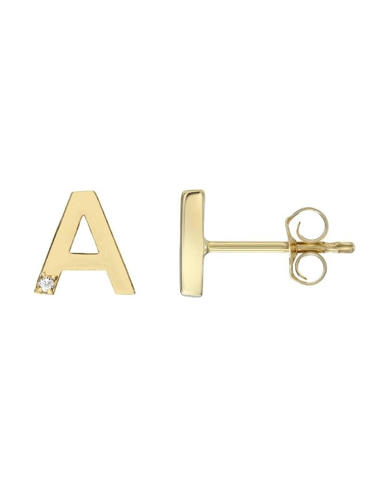 14K Yellow Gold and 0.005 ct SI 2-1 GH Diamond Initial Letter Stud Earring A $36.27 Earrings