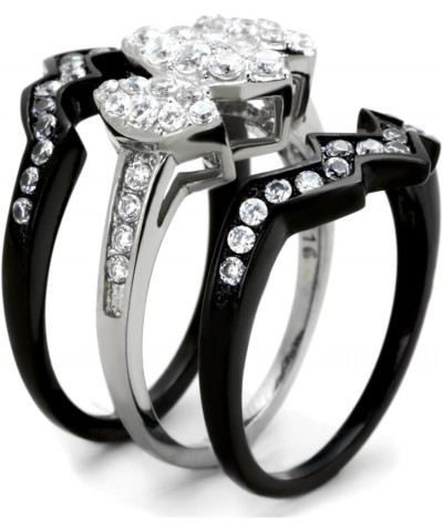 His Hers 4 Piece Black Ion Plated Stainless Steel Wedding Engagement Ring Band Set Size Women's 07 Men's 11 $16.25 Sets