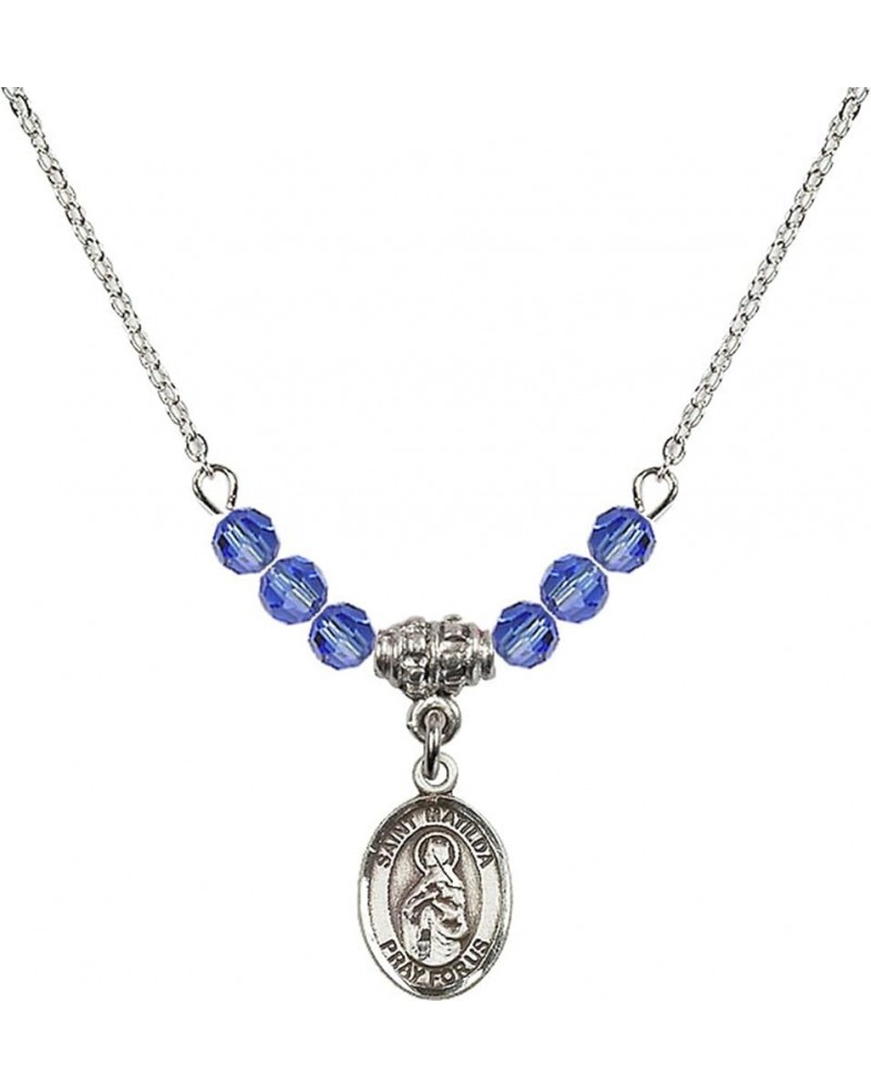 September Birth Month Bead Necklace with Catholic Patron Saint Petite Charm, 18 Inch Saint Matilda $27.25 Necklaces