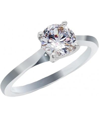 STERLING SILVER SOLITAIRE ENGAGEMENT RING FOR WOMEN, 925 CUBIC ZIRCONIA RINGS IN 4-12 SIZES, MADE IN USA. $10.75 Rings