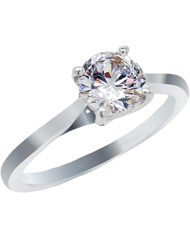 STERLING SILVER SOLITAIRE ENGAGEMENT RING FOR WOMEN, 925 CUBIC ZIRCONIA RINGS IN 4-12 SIZES, MADE IN USA. $10.75 Rings