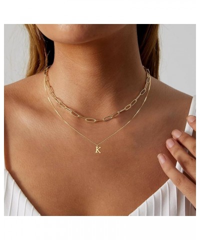 Gold Initial Necklaces for Women Girls,Dainty 14K Real Gold Plated Letter Necklace Small Initial Pendant Choker Necklace Pape...