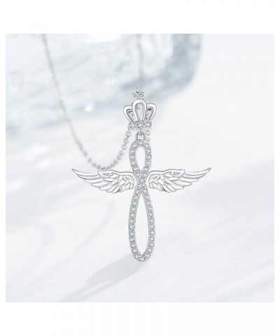 Angel Wings Necklace, 925 Sterling Silver Infinity/Cross Pendant Necklace Wings Jewelry Gift for Women Grils B-Wings and Infi...