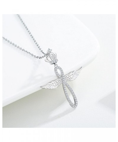 Angel Wings Necklace, 925 Sterling Silver Infinity/Cross Pendant Necklace Wings Jewelry Gift for Women Grils B-Wings and Infi...