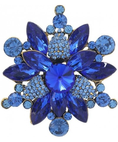 Vintage Crystal Rhinestone Flower Shape Brooch Pin Statement Jewelry Gift Accessories for Women Girls blue $6.35 Brooches & Pins