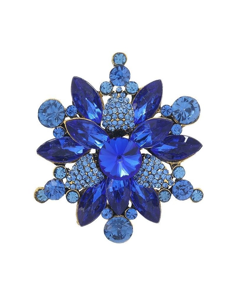 Vintage Crystal Rhinestone Flower Shape Brooch Pin Statement Jewelry Gift Accessories for Women Girls blue $6.35 Brooches & Pins