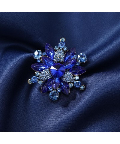 Vintage Crystal Rhinestone Flower Shape Brooch Pin Statement Jewelry Gift Accessories for Women Girls blue $6.35 Brooches & Pins