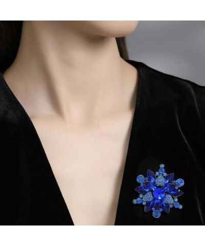 Vintage Crystal Rhinestone Flower Shape Brooch Pin Statement Jewelry Gift Accessories for Women Girls blue $6.35 Brooches & Pins