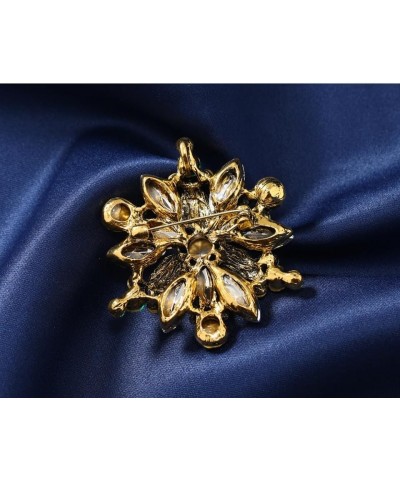 Vintage Crystal Rhinestone Flower Shape Brooch Pin Statement Jewelry Gift Accessories for Women Girls blue $6.35 Brooches & Pins