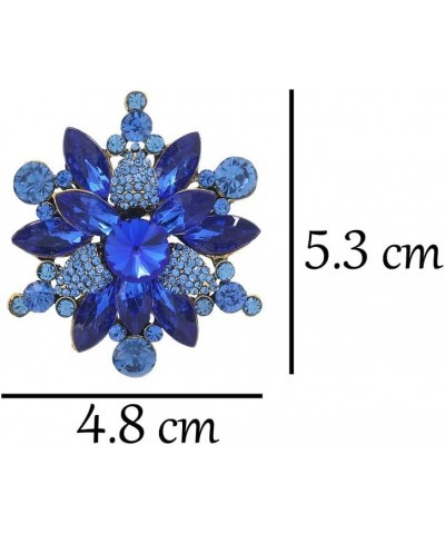 Vintage Crystal Rhinestone Flower Shape Brooch Pin Statement Jewelry Gift Accessories for Women Girls blue $6.35 Brooches & Pins