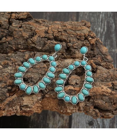 Boho Western Turquoise Necklace Cowgirl Cowboy Lightning Cross Pendant Necklace/Bohemian Vintage Turquoise Earrings for Women...