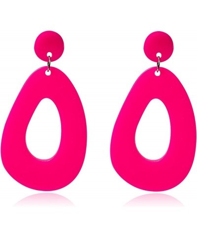 Fashion Retro Neon Earrings Simple Acrylic Water Drop Hollow Dangle Drop Earrings for Women Girls Exaggerated Geometric State...