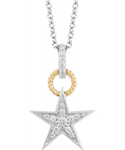 Hallmark Fine Jewelry Sterling Silver and 14K Yellow Gold 1/6 Cttw Natural White Round Diamond Star Pendant Necklace, 18" Cab...