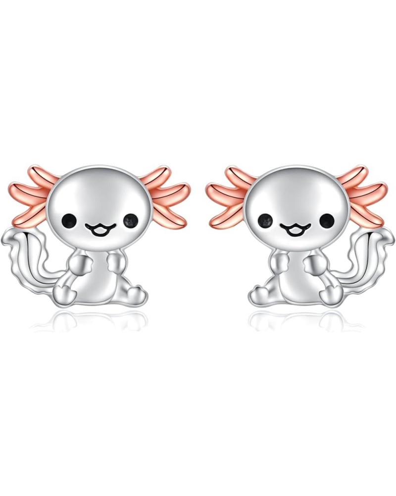 925 Sterling Silver Axolotl Earrings Stud Necklace Hypoallergenic Cute Animal Jewelry Gifts for Women Teen Girls Earrings $13...