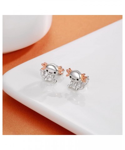 925 Sterling Silver Axolotl Earrings Stud Necklace Hypoallergenic Cute Animal Jewelry Gifts for Women Teen Girls Earrings $13...