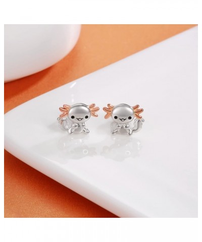 925 Sterling Silver Axolotl Earrings Stud Necklace Hypoallergenic Cute Animal Jewelry Gifts for Women Teen Girls Earrings $13...