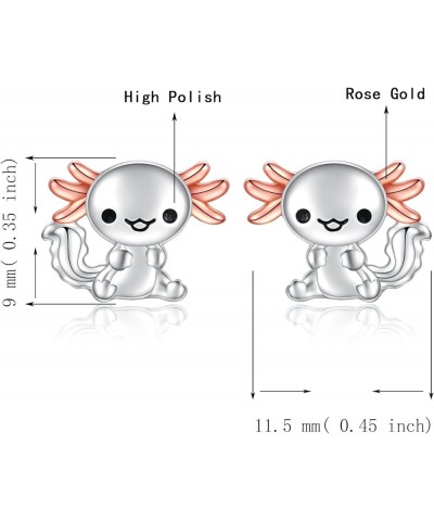 925 Sterling Silver Axolotl Earrings Stud Necklace Hypoallergenic Cute Animal Jewelry Gifts for Women Teen Girls Earrings $13...