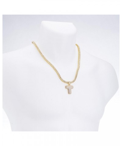 Iced Hip Hop A - Z Initial Bubble Letter 14K Gold Plated Real Feel Heavy 24" Tennis Chain Necklace Set T $15.11 Necklaces