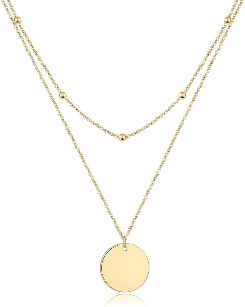 14K Gold Plated Simple Circle Snake Chain Necklace for Women Herringbone Necklace Trendy Women's Jewelry Dainty Layered Neckl...