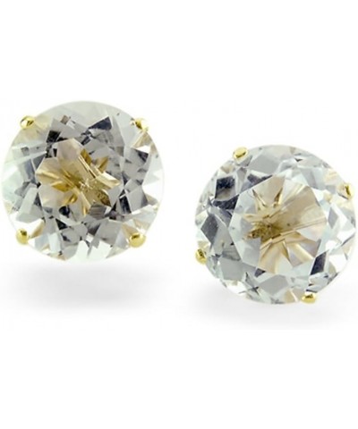 Solid 14k Yellow Gold 8mm Round Stud Earrings White Topaz $61.05 Earrings