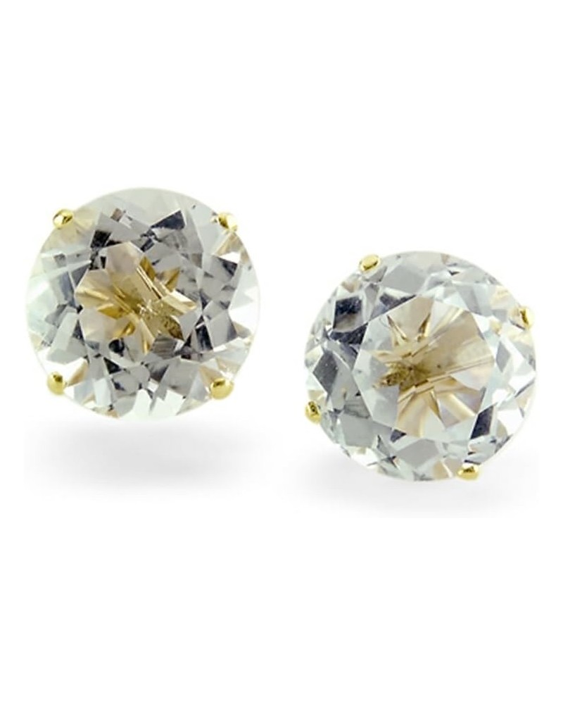 Solid 14k Yellow Gold 8mm Round Stud Earrings White Topaz $61.05 Earrings