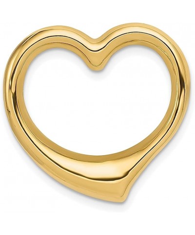 14k Yellow Gold Heart Floating Open Chain Slide Pendant Necklace Charm Love Fine Jewelry For Women Gifts For Her $74.36 Neckl...