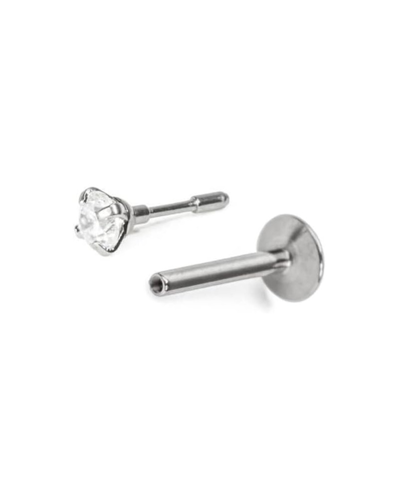 Titanium Labret Style Push Pin Threadless Nose Stud Ring, 316L Surgical Steel Insert 18G 4mm Stone-3/16" Post Length $12.15 B...